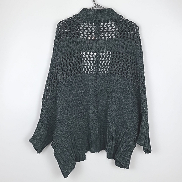 Simply Noelle Womens Flip to Wear Long/Short Green Knit Cardigan Wrap Sweater OS - Picture 3 of 13